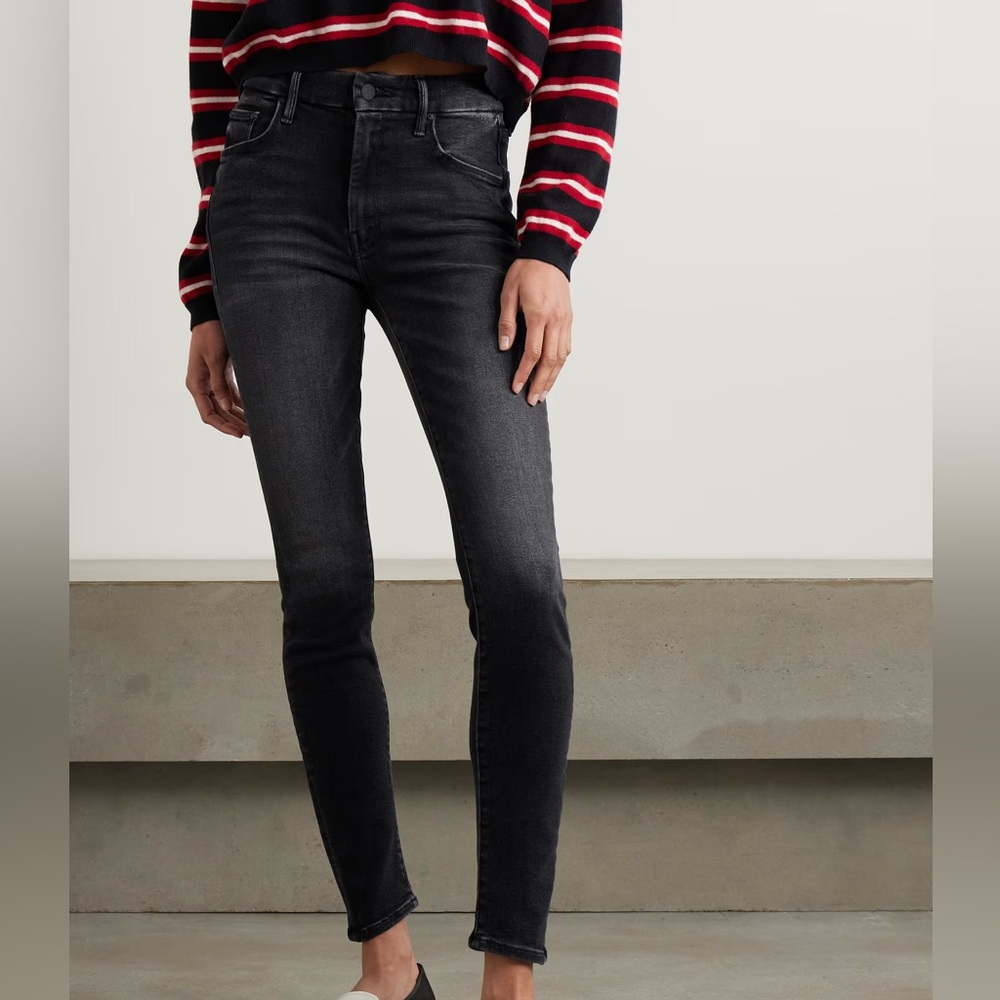 MOTHER Women’s The Looker Mid-Rise Skinny Jean in Night Hawk Black
